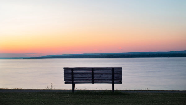 Wallpaper Nature, Background, Mountains, Landscape, Wood, Sea, Silhouette, View, Bench