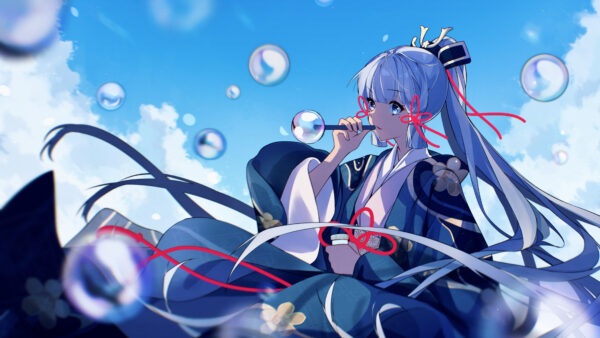Wallpaper Genshin, Sky, Impact, Blue, Kamisato, Background, Ayaka