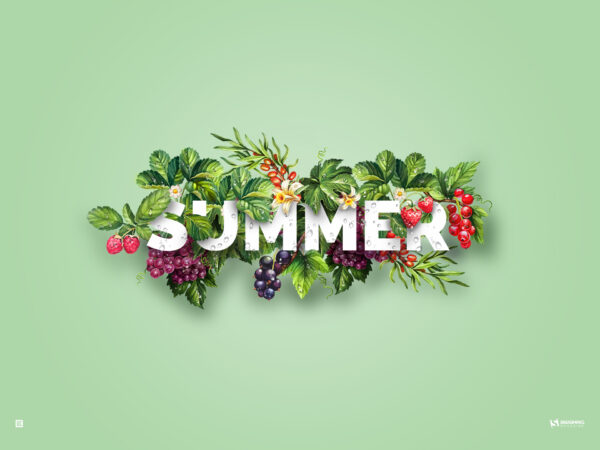 Wallpaper Fruits, Summer, Season, Typography, Leaves