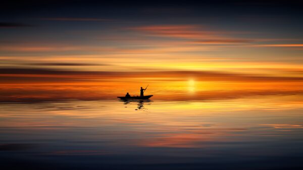 Wallpaper Sailing, Sunset, Boat