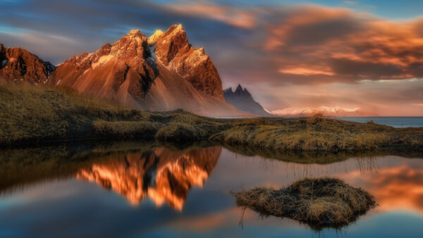 Wallpaper Mobile, Blue, Water, Nature, Lake, Mountain, Sky, Desktop, With, Reflection, And, Clouds