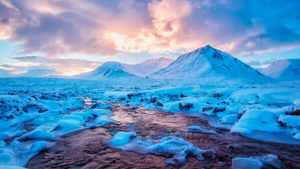 Wallpaper Desktop, Mobile, Water, Beside, Nature, Mountain, Covered, Freezed, Body, Snow