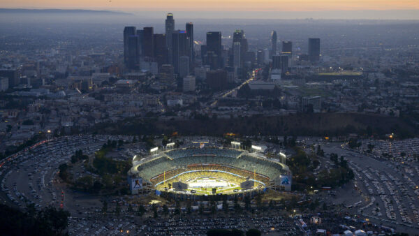 Wallpaper Dodgers, Stadium, And, Cityscape, Desktop, Los, Aerial, View, Angeles