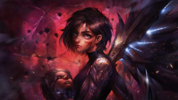 Wallpaper Girl, With, Red, WALL, Battle, Movies, Angel, Crackle, Desktop, Alita, Background, Cyborg