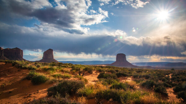 Wallpaper Sky, Mobile, With, Under, Sunrays, Cloudy, Nature, View, Blue, Landscape, White, Desert, Desktop