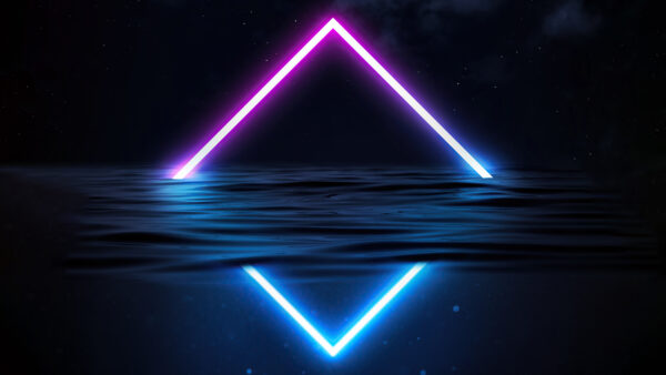 Wallpaper Vaporwave, Triangle, Lights, Neon, Reflection, Water