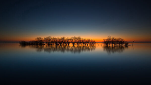 Wallpaper Blue, Sky, Desktop, Under, Sunset, River, Trees, Nature, During, Water, Mobile, Reflection