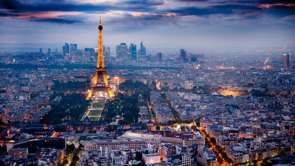 Wallpaper And, The, Paris, Eiffel, Travel, With, During, Cityscape, Tower, Evening, Desktop, Time, Clouds, Background
