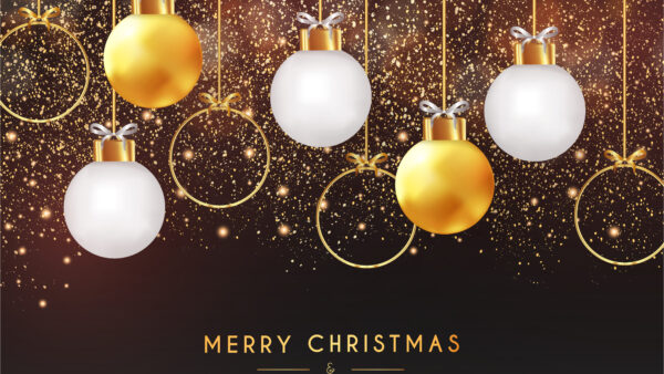 Wallpaper Glitter, Christmas, Christmsa, Desktop, Black, Golden, Mobile, Balls, White, Background, Decoration