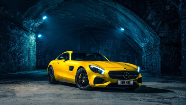Wallpaper Yellow, Coupe, Car, Mercedes-Benz