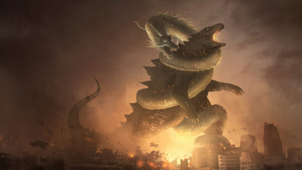 Wallpaper Desktop, Godzilla, During, Movies, Dragon, Attacked, Nighttime