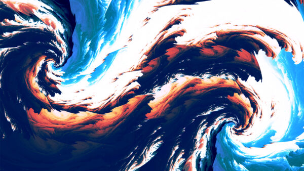 Wallpaper Abstract, Waves, Blue, Brown, Black