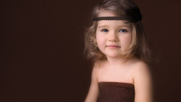 Wallpaper Wearing, Brown, Girl, Little, Dress, Smiley, Cute