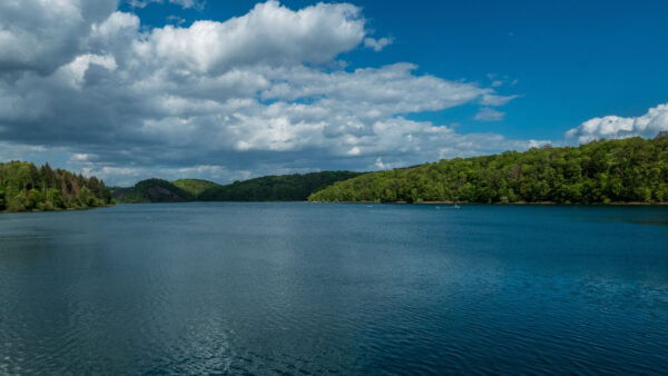 Wallpaper Lake, Under, Sky, Forest, Nature, Clouds, Mobile, Hills, White, Desktop, Trees, Blue, View, Landscape