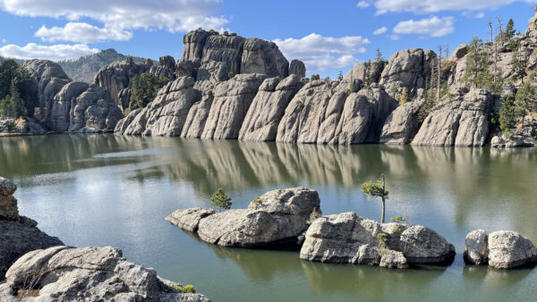 Wallpaper Landscape, Under, Nature, Rocks, Sky, View, Peak, Mobile, During, Clouds, Mountain, Reflection, Lake, Stones, Water, Daytime, White, Desktop, Blue