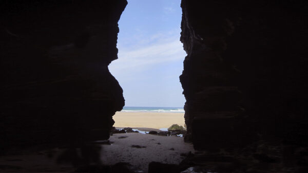 Wallpaper View, Nature, Daytime, During, Blue, Sand, Cave, Beach, Sky, Waves, Ocean