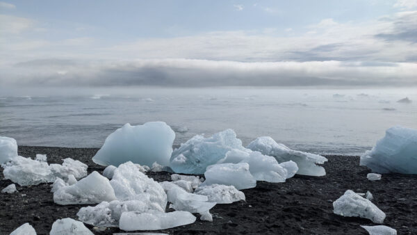 Wallpaper Coast, Sea, Ice, Black, Sand, Frozen, Sky, Blue, Under, Nature, White, Clouds