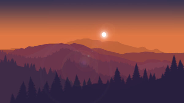 Wallpaper Sunset, Landscape, Minimal