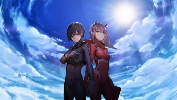 Wallpaper Background, The, FranXX, And, Sun, Anime, Sky, With, Zero, Darling, Hiro, Clouds, Two, Blue