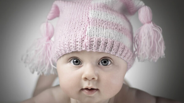 Wallpaper Wearing, Desktop, White, Knitted, Cap, Pink, Baby, Woolen, Cute