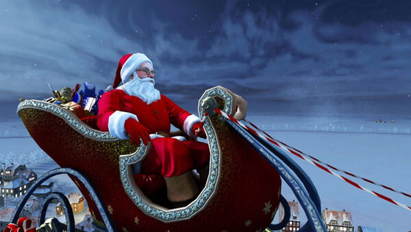 Wallpaper Claus, Santa, Background, Sky, Sled, Starry