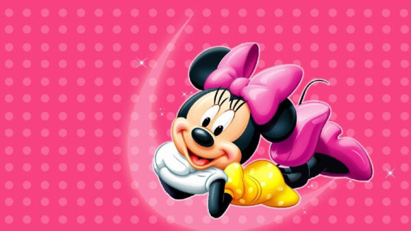 Wallpaper With, Pink, Mouse, Background, White, Desktop, And, Circles, Minnie