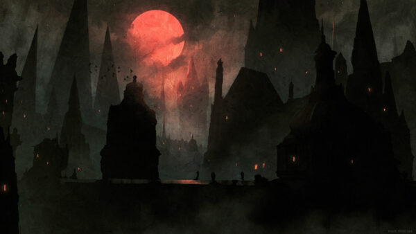 Wallpaper Night, Bloodborne, Moon, Artistic