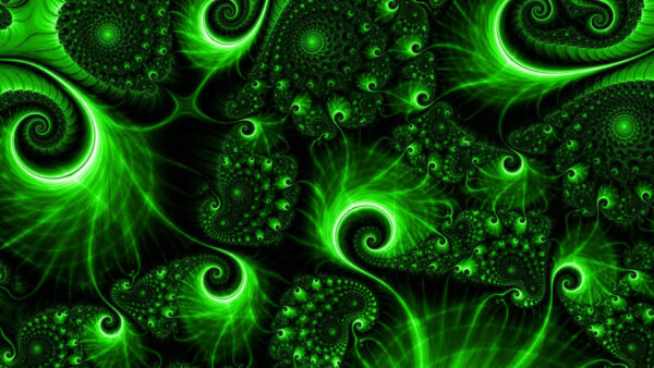 Wallpaper Pattern, Fractal, Green, Art, Aesthetic, Dark