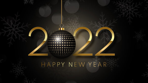 Wallpaper 2022, Ball, Year, Happy, Decoration, Black, New