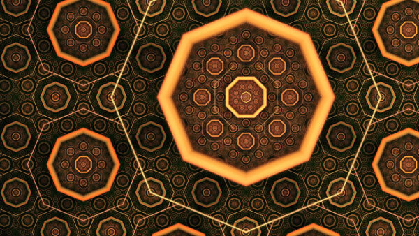 Wallpaper Brown, Shapes, Fractal, Flower, Pattern, Abstraction, Hexagon, Yellow, Abstract