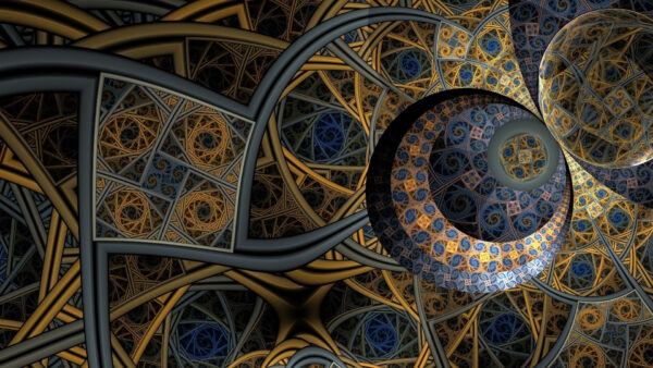 Wallpaper Blue, Abstraction, Abstract, Shapes, Yellow, Lines