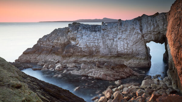 Wallpaper During, Desktop, Mountains, Landscape, Nature, Mobile, Sunset, Background, Stones, Ocean, Silhouette, View, Rocks