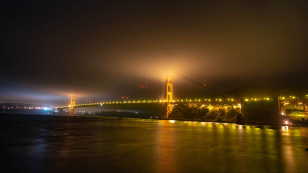 Wallpaper River, City, View, Bridge, Lights, Reflection, Buildings, Desktop, With, Background, Dark, Landscape