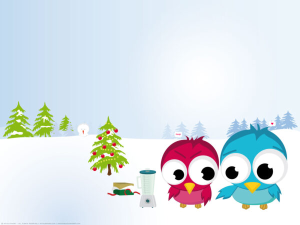 Wallpaper Christmas, Birds, Funny