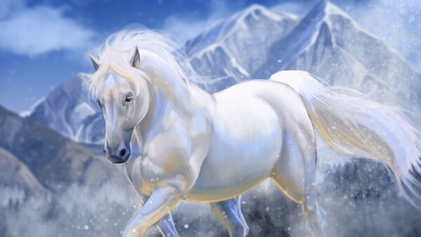 Wallpaper Mountain, Desktop, Artistic, White, Background, With, Mobile, Horse