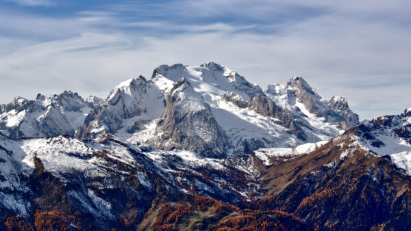 Wallpaper Mountains, Clouds, Blue, White, Snow, Winter, Sky, Under, Mobile, Capped, Desktop