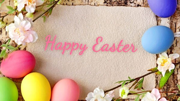 Wallpaper Happy, Eggs, Colorful, Flowers, Easter