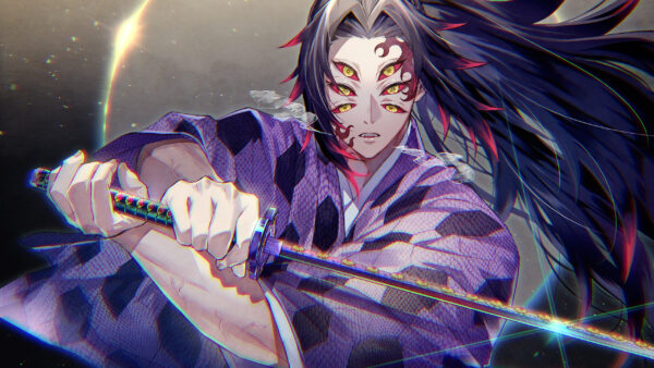 Wallpaper Eyes, Multiple, Kokushibo, Purple, Sword, Dress, Slayer, With, Yaiba, Kimetsu, Demon