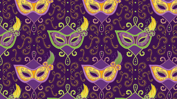 Wallpaper Mardi, Purple, Maski, Gras, Face, Art