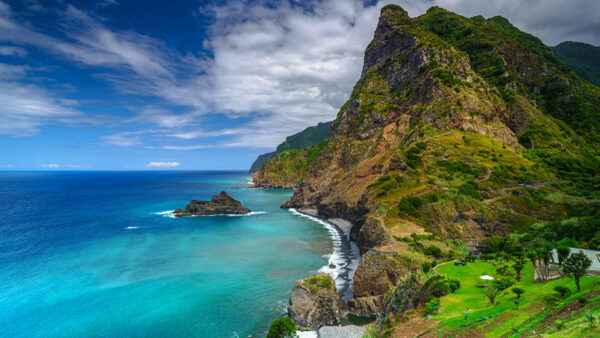 Wallpaper Greenery, Stones, Rocks, Nature, Field, Trees, Mountain, Grass, Ocean, Beautiful, View, Scenery