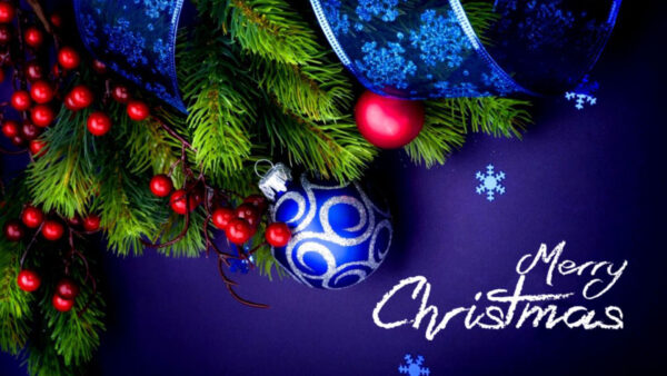 Wallpaper Decorations, Merry, Blue, Balls, Christmas, Tree