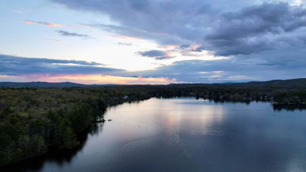 Wallpaper Trees, Green, White, Reflection, Clouds, Sunset, During, Blue, Sky, Under, Water, Forest, Lake, Nature