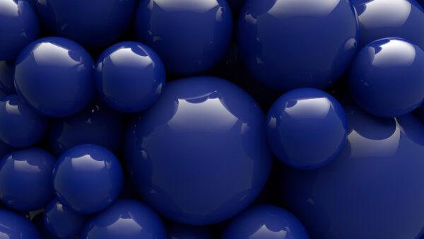 Wallpaper Balls, Reflection, Blue, Glossy, Dark