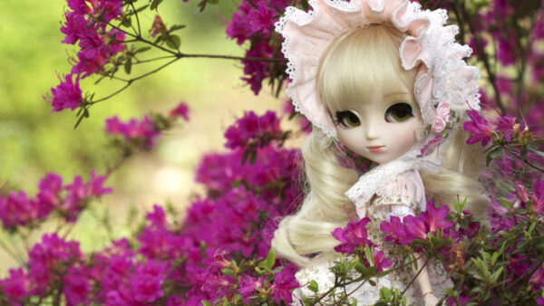 Wallpaper Branches, Pink, Cute, Tree, Background, Flowers, Doll, Toy