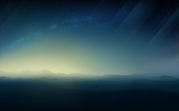 Wallpaper Space, Horizon, Mountains, Blue, Foggy