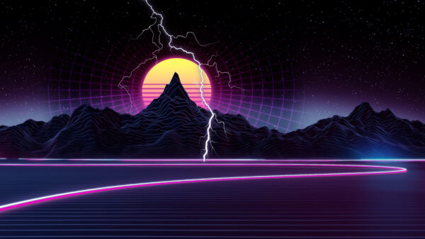 Wallpaper Neon, Grid, Vaporwave, Ultrawide, Desktop