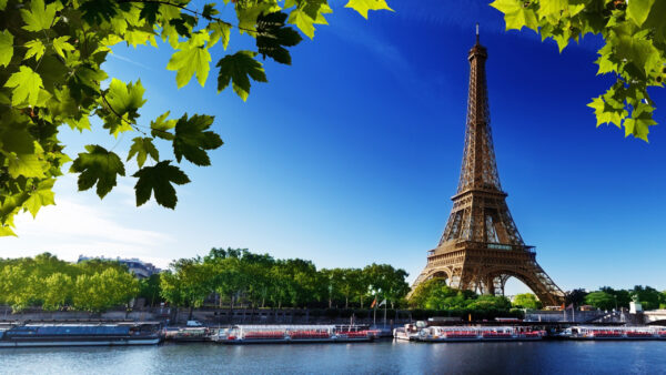 Wallpaper Blue, France, Tower, With, Eiffel, Paris, Travel, Sky, Background, Desktop