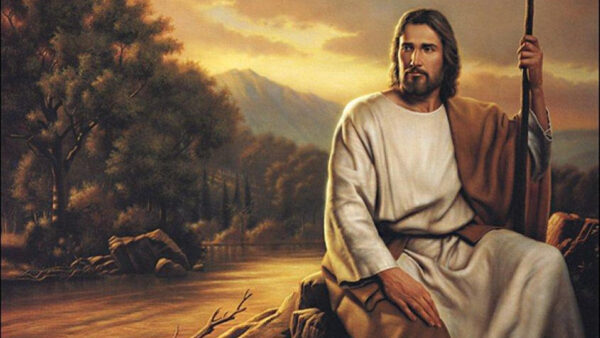 Wallpaper Desktop, Jesus, Sitting, Rock