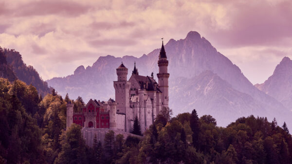 Wallpaper White, Desktop, Castle, Around, Trees, Green, Top, Mountain, Black, Cool