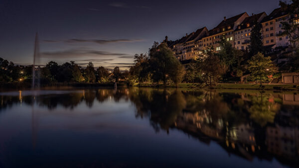 Wallpaper River, Desktop, Building, With, Switzerland, Mobile, Travel, Fountain, Reflection